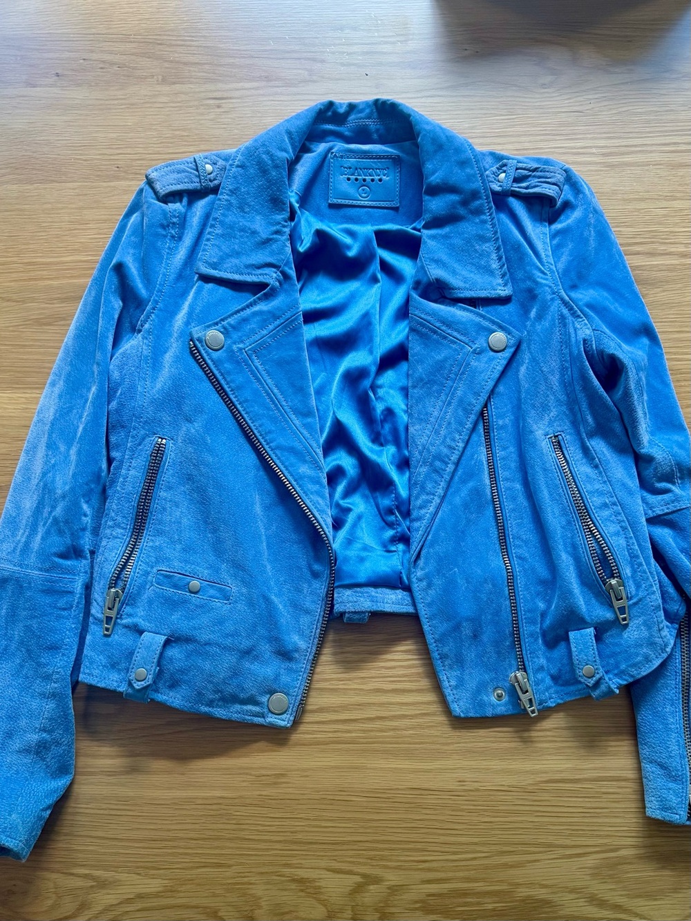 Blank NYC Blue Suede Moto Jacket - Women